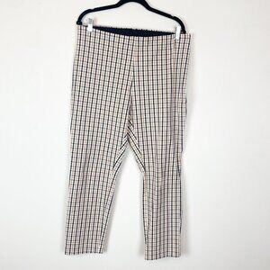 NWT A New Day Women's 14 Orange Black Ponte Plaid HIgh Rise Tapered Career Pants